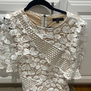 White lace mini bodycon dress
